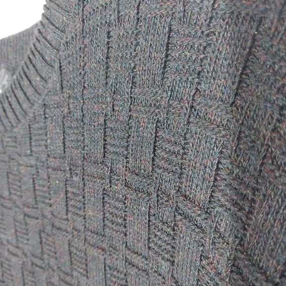 Vtg Bill Blass Mens Chunky Sweater M Hand Framed Heathered Eclectic Grandpacore - Picture 2 of 7